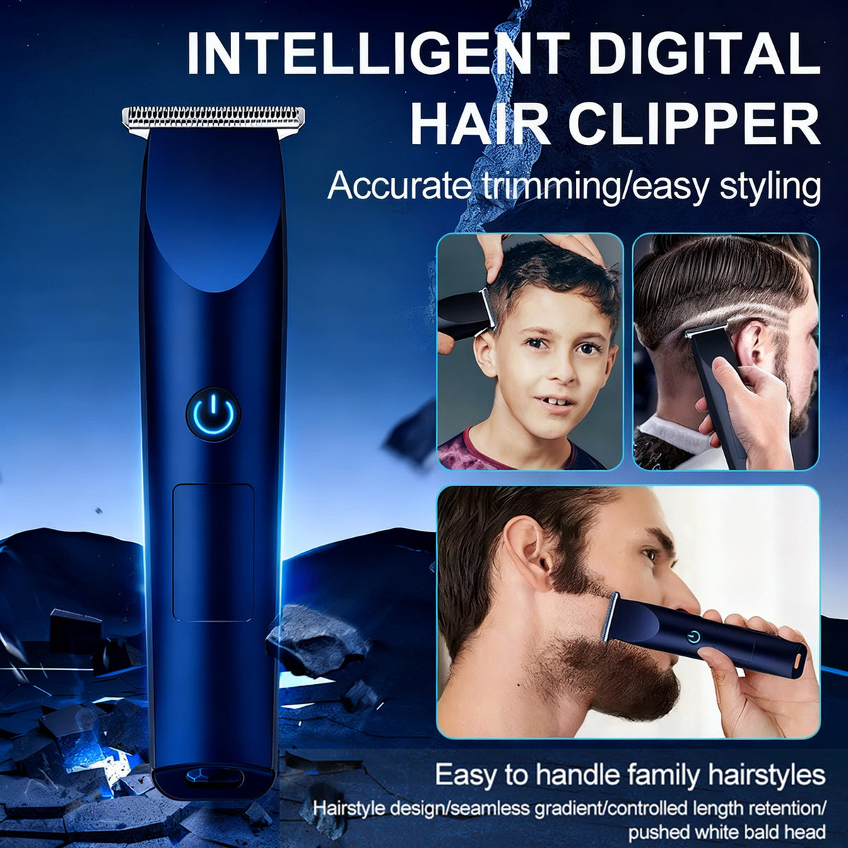 Men's Rechargeable Electric Beard Trimmer Razor with Multiple Combs USB