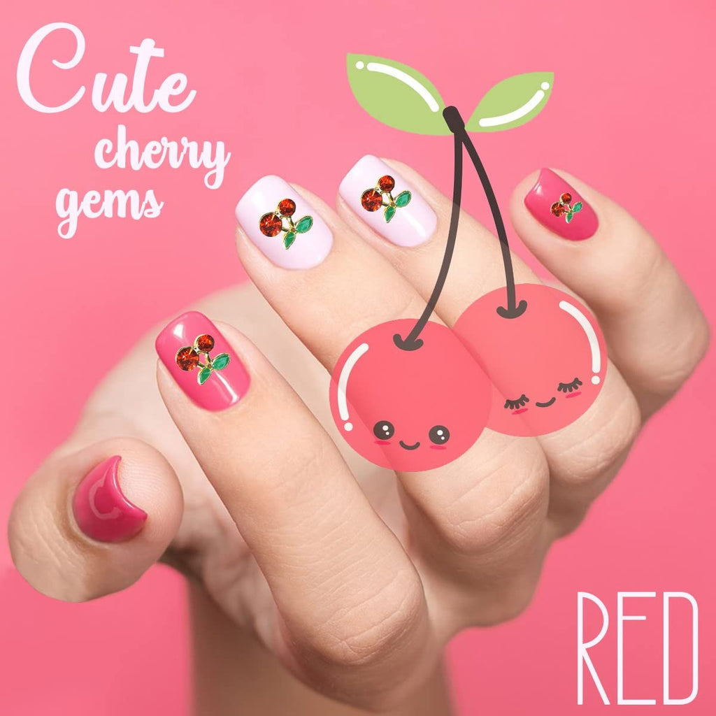 40Pcs 3D Cherry Nail Charms Rhinestones Glitter Gems for Nail Art & Manicure