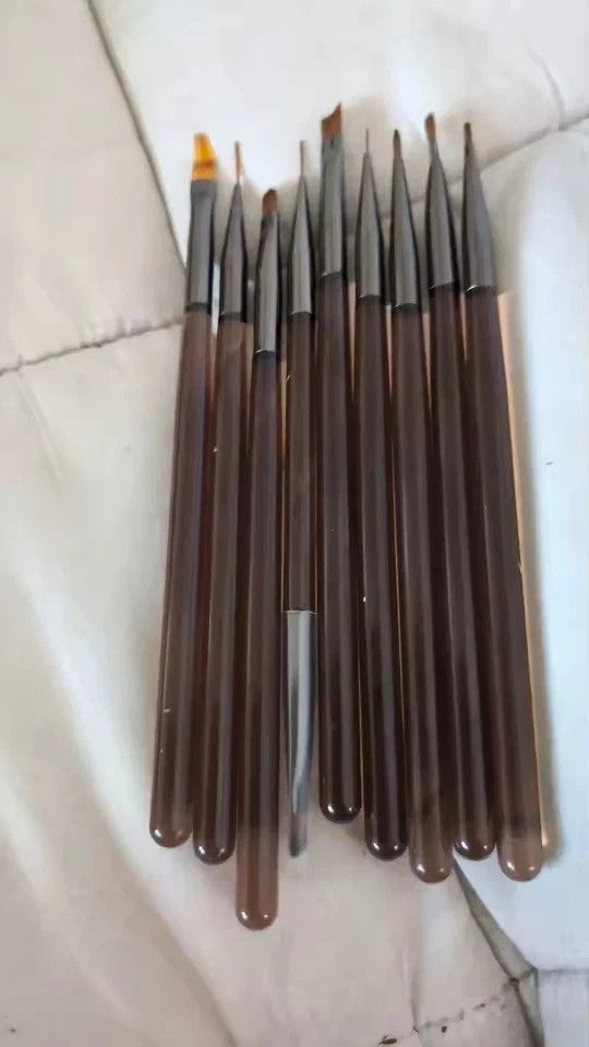 9PCS Nail Art Brush Set for Gel Acrylic Nail Design & Detailing