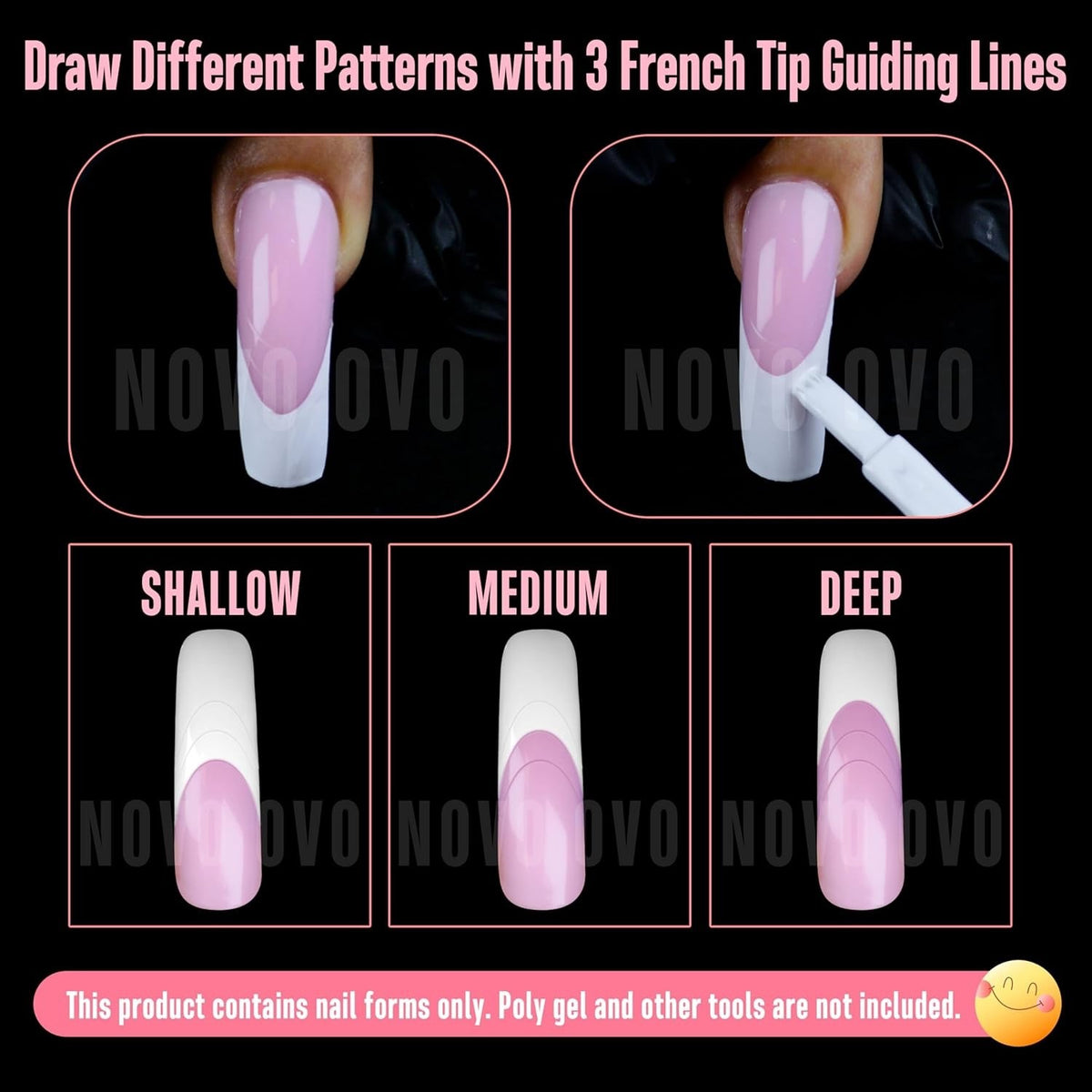 13-Pack Curved Square Nail Dual Forms for Poly Gel Extensions - French & Custom Shapes