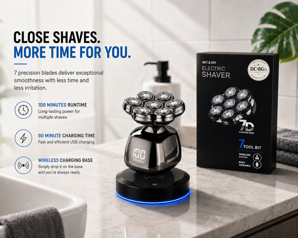 Cordless Electric Head Shaver Razor for Men - Wet Dry Rechargeable Grooming