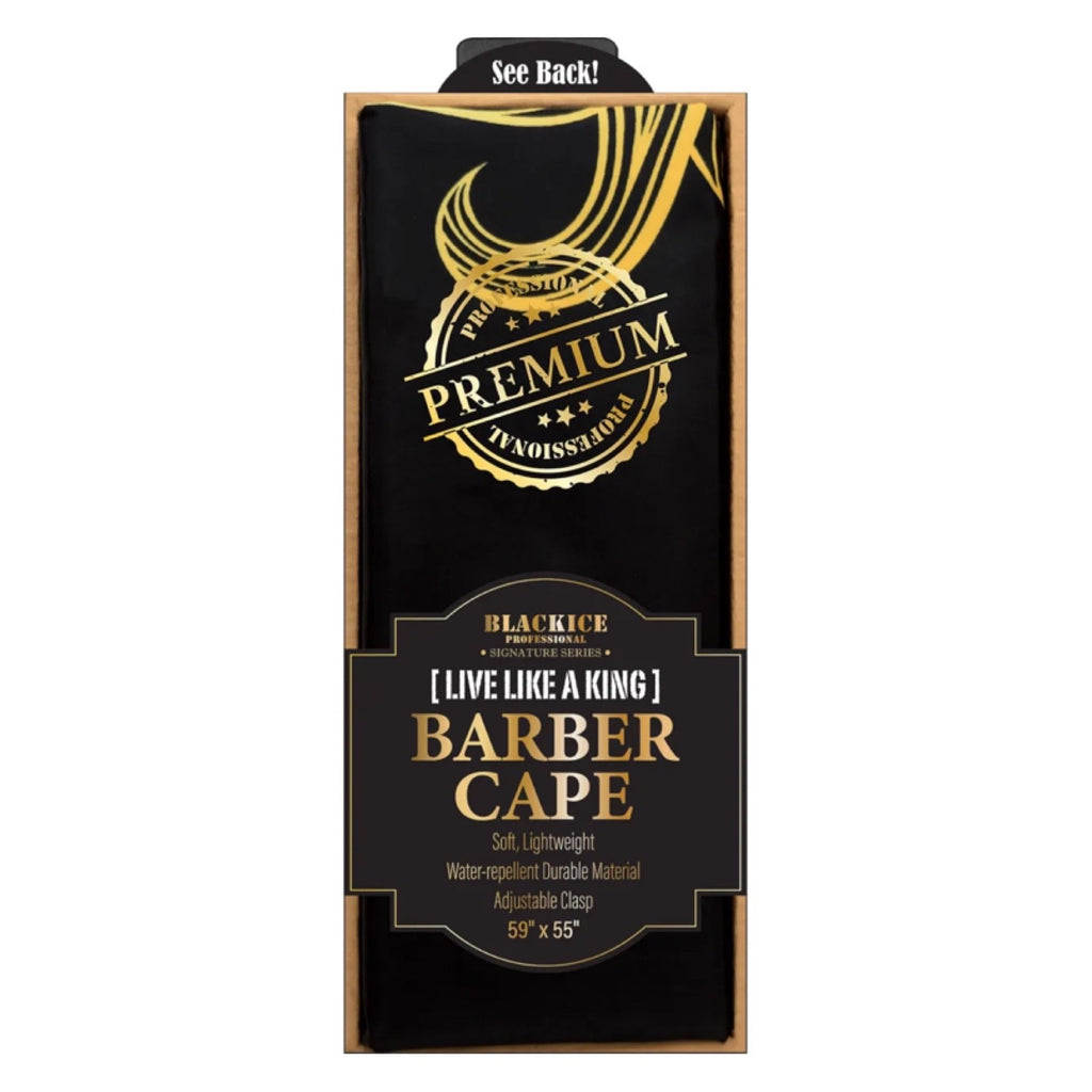 Black Ice Live Like a King Barber Cape - Water-Resistant & Adjustable, 59x55 Inches