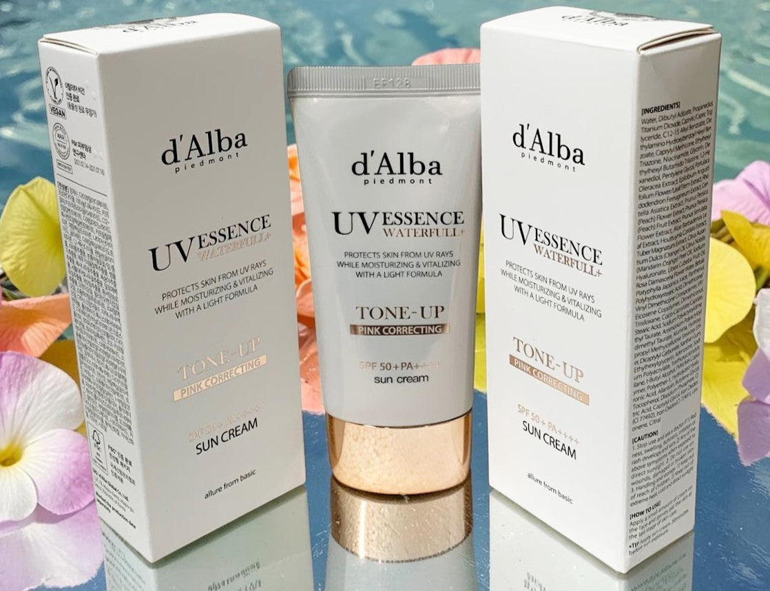 D'ALBA Waterfull UV Essence Sun Cream Pink Correcting SPF 50+ PA++++ - 50ml Duo Set