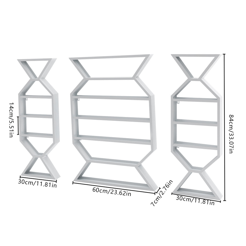 Wall Mount Nail Polish Display Rack Set 3 Pieces White Makeup Organizer Shelf