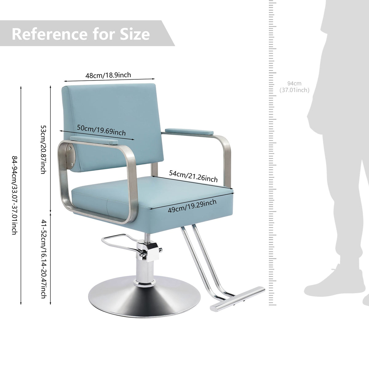Hydraulic Barber Chair with 360° Swivel & Adjustable Height for Salon