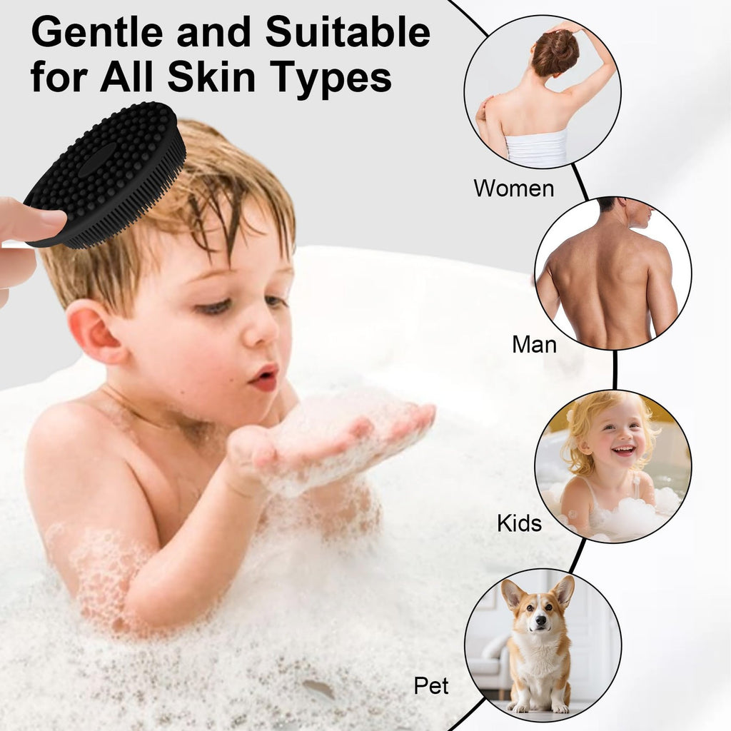 Silicone Body Scrubber 2-Pack Exfoliating Loofah Shower Brush for Sensitive Skin