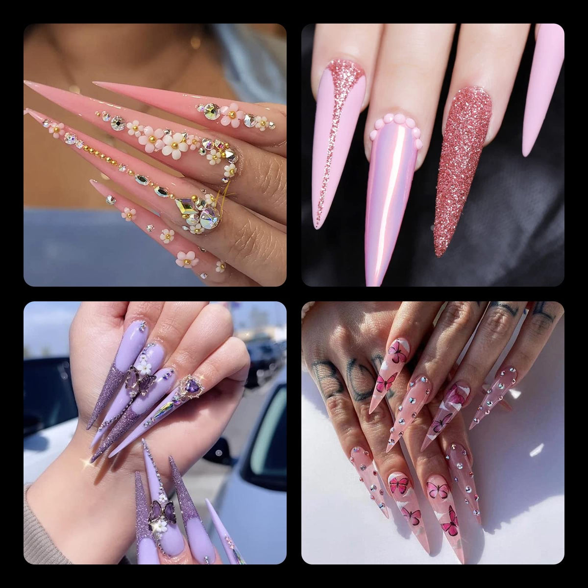600Pcs XXXL Clear Stiletto Nail Tips Long Full Cover Fake Nails