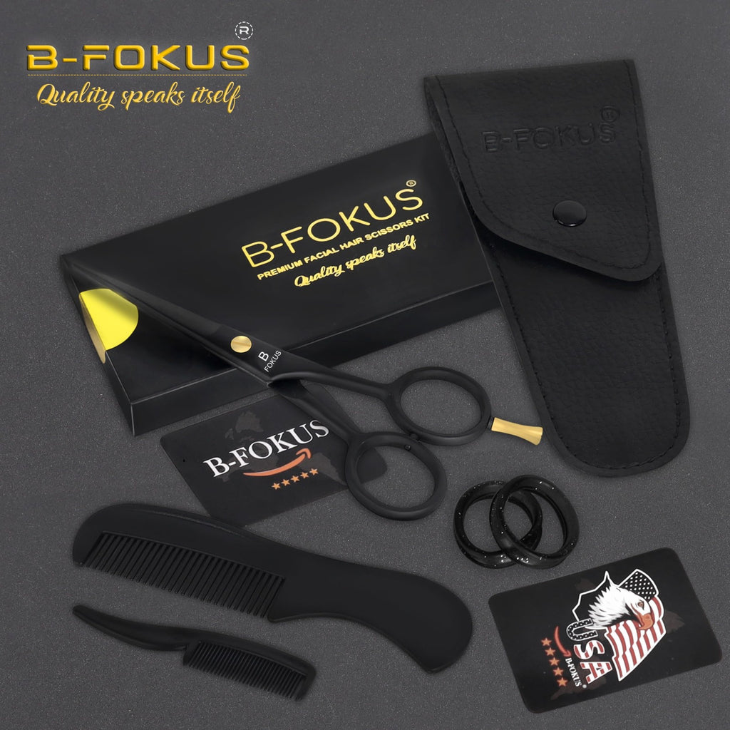 5 Inch Professional Beard Mustache Scissors for Men - Stainless Steel Grooming Tool