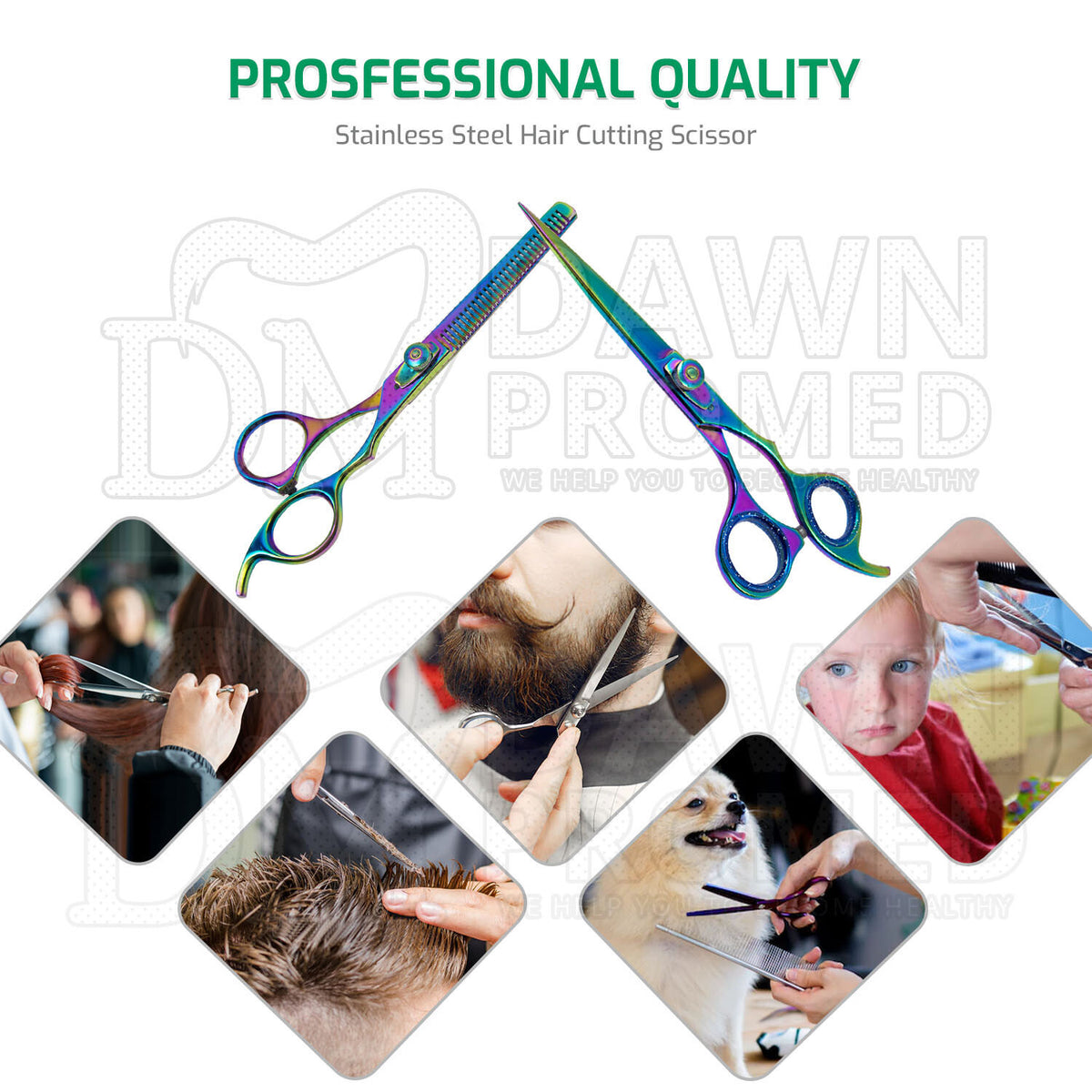 Professional Rainbow Hair Cutting & Thinning Scissors 6.5" - High-Precision Barber Shears