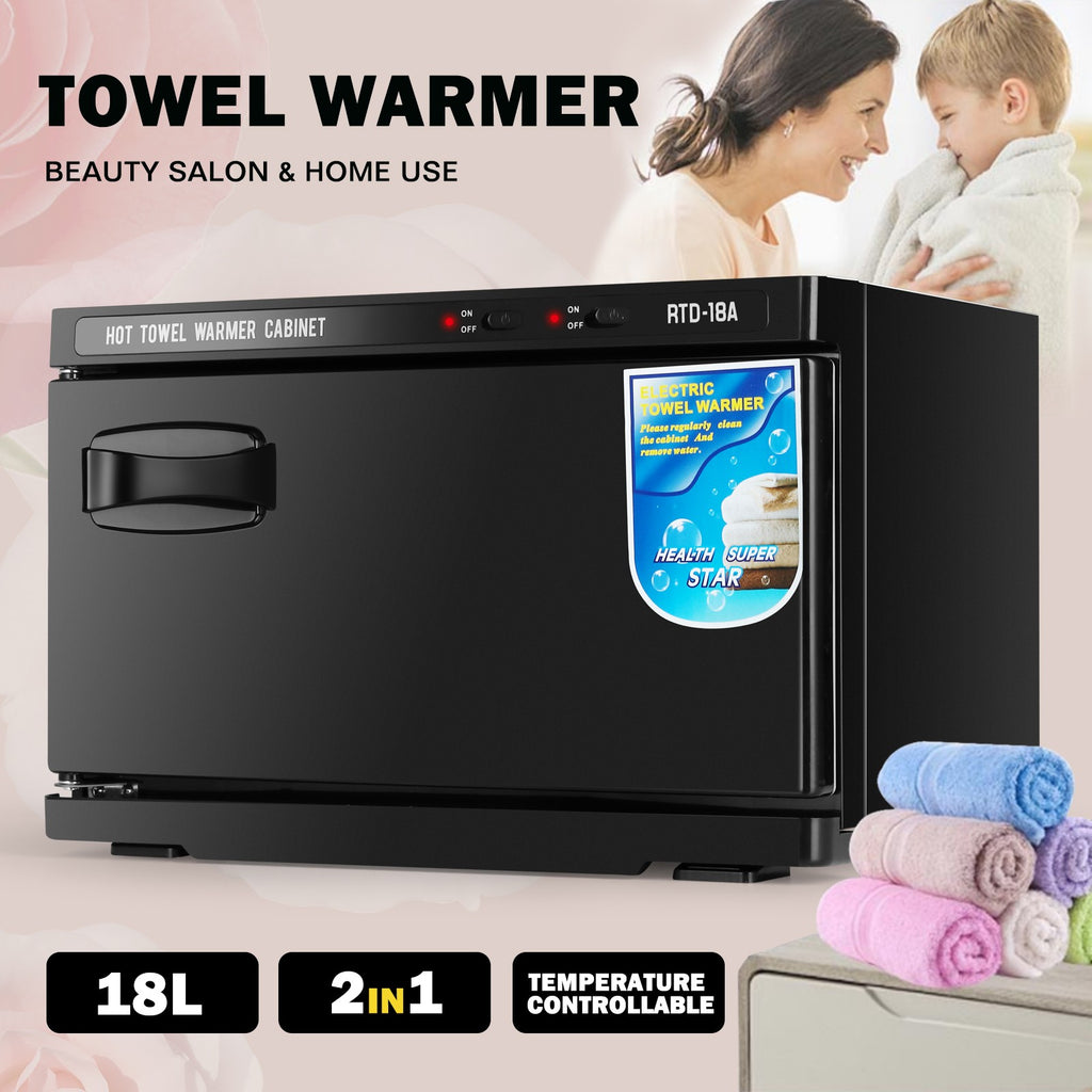 Pro 18L UV Sterilizer & Hot Towel Warmer Cabinet for Spa Salon Stainless Steel