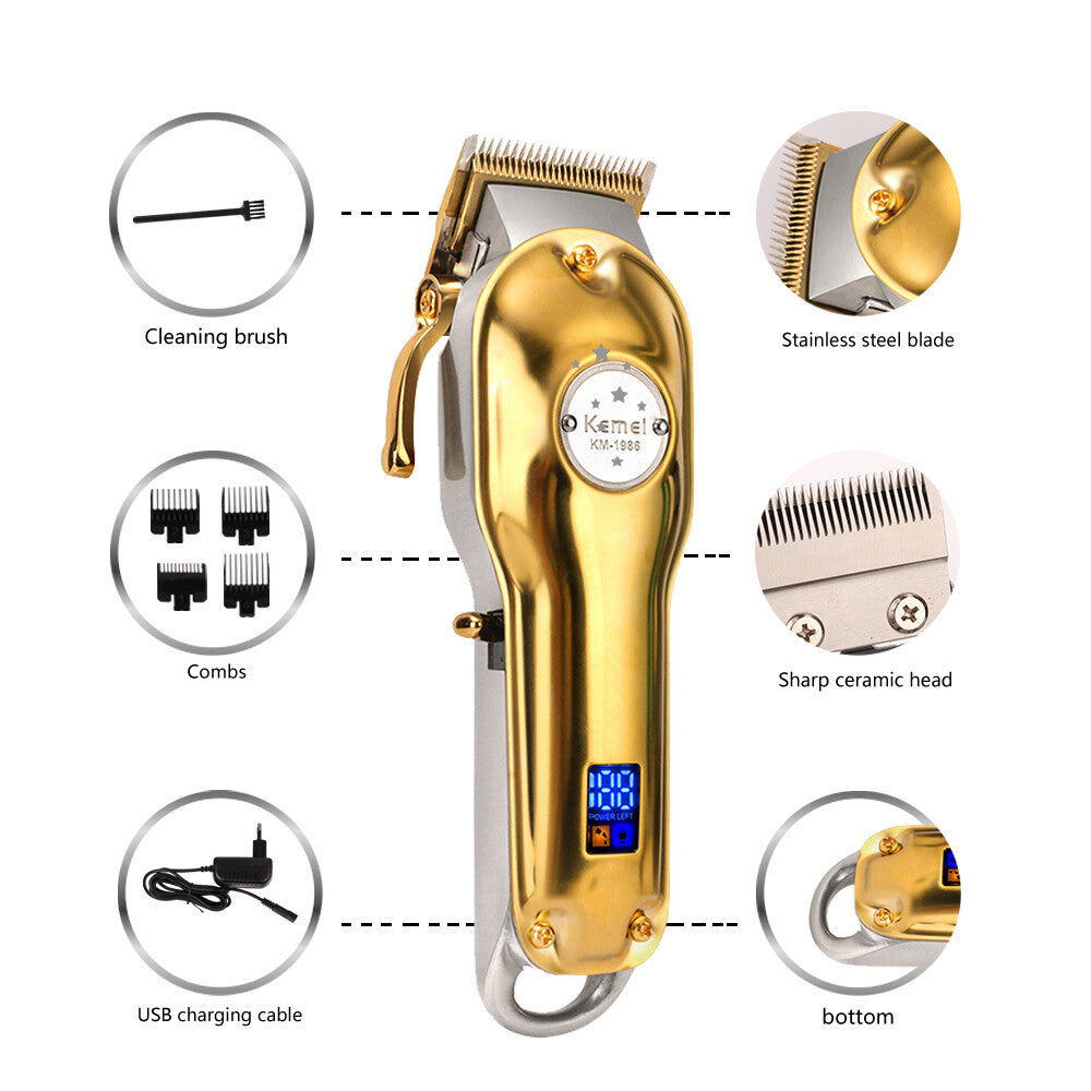 Professional Cordless Hair Clippers Trimmer for Beard & Hair Cutting - All Metal Body