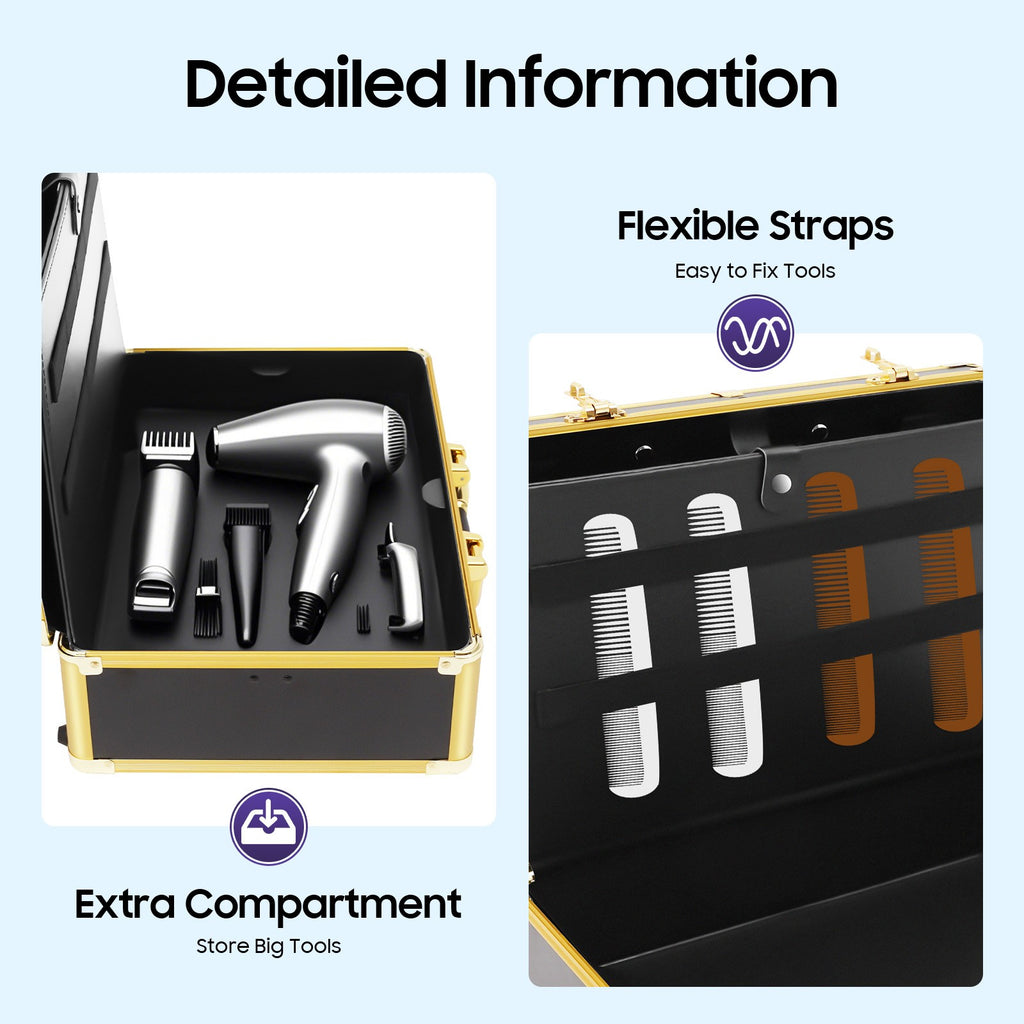 Hairdresser Tool Storage Case with Password Lock - Portable Barber Organizer