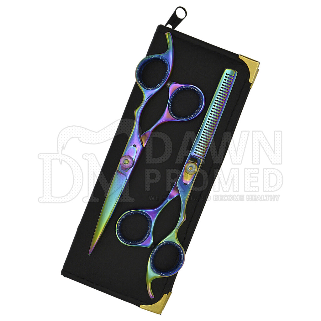 Professional Rainbow Hair Cutting & Thinning Scissors 6.5" - High-Precision Barber Shears