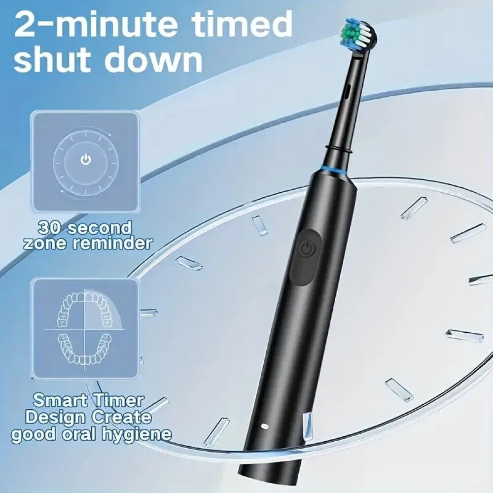 Rechargeable Electric Toothbrush with 5 Modes & 4 Heads for Adults