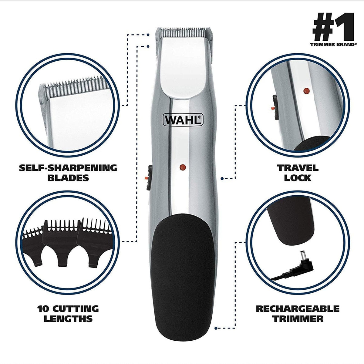 Rechargeable Beard Trimmer for Men - Cordless Electric Grooming Tool