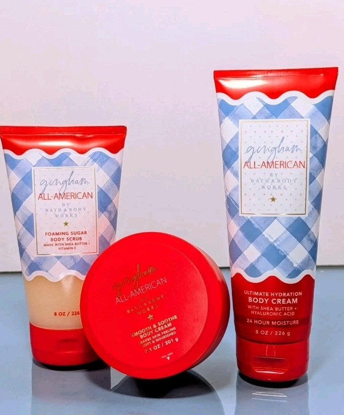 8 Piece Gingham All American Body Care Set with Mist Wash & Body Butter