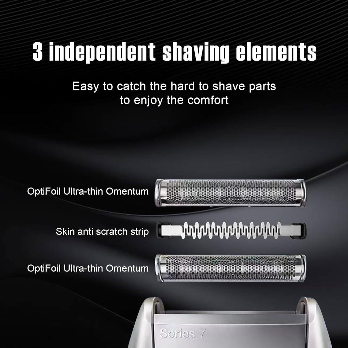 70s Replacement Foil Head for Braun Series 7 Shavers - Compatible with 720cc 750cc