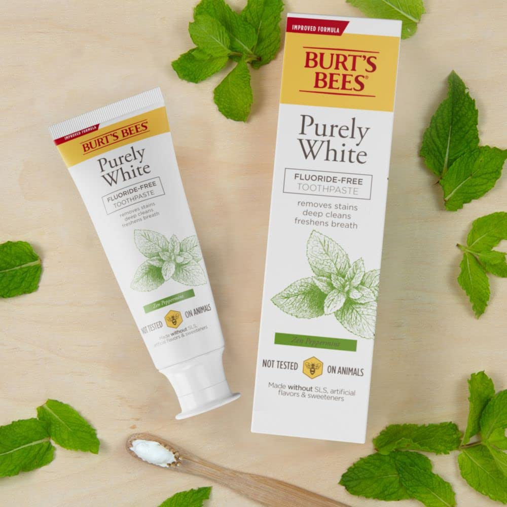 Fluoride-Free Natural Toothpaste with Peppermint - 3-Pack, Purely White & Stain Remover
