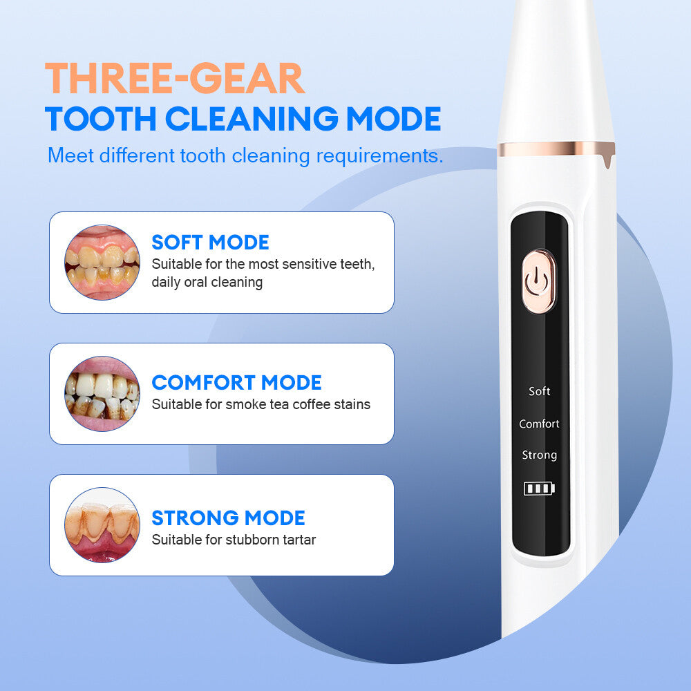 Electric Tooth Cleaner Tartar Plaque Remover Dental Scaler Kit - Ultrasonic Oral Care