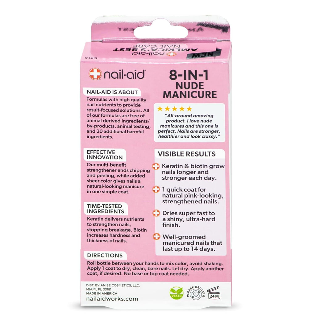 8-in-1 Nail Strengthener & Sheer Nude Top Coat for Healthy Nails