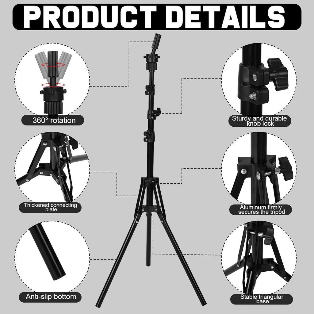 22 Inch Canvas Mannequin Head with Adjustable Wig Stand Tripod for Hair Styling