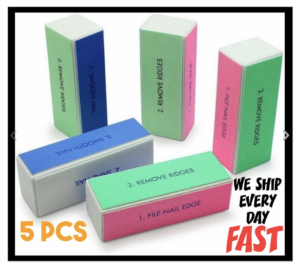 5 Pcs Nail Buffer Files 4-Way Manicure Polish Sanding Blocks for Nail Art