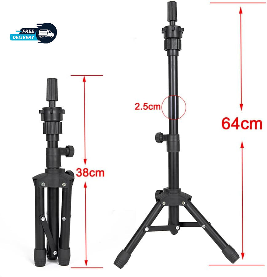 Adjustable Tripod Wig Stand Mannequin Head Holder for Hairdressing
