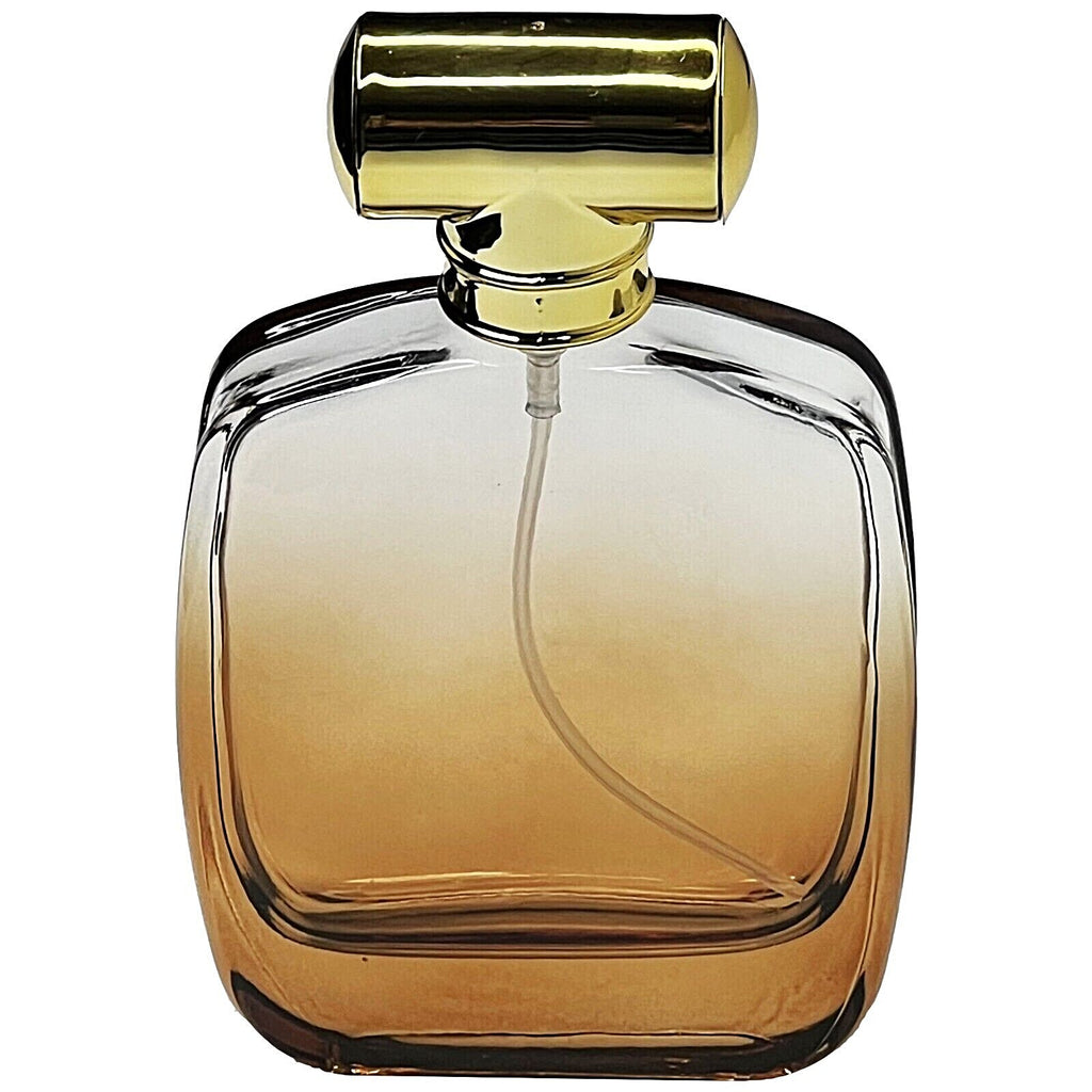 Refillable 50ml Amber Gradient Glass Perfume Spray Bottles with Gold Aluminum Pumps