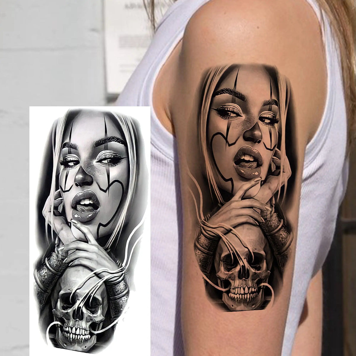 Waterproof Temporary Tattoo Sticker - Evil Joker Face, Long Lasting Realistic Design