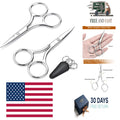 Professional Eyebrow & Facial Hair Scissors Set - Stainless Steel, 2 Pack