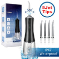 Cordless Water Flosser Oral Irrigator with 5 Jet Tips - Rechargeable Portable Dental Cleaner