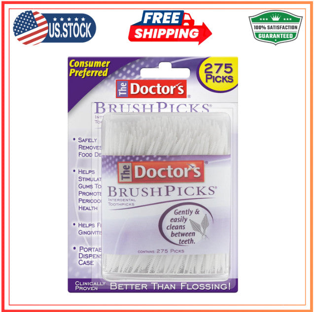 Interdental Toothpicks with Soft Bristles and Rigid Pick - 275 Count