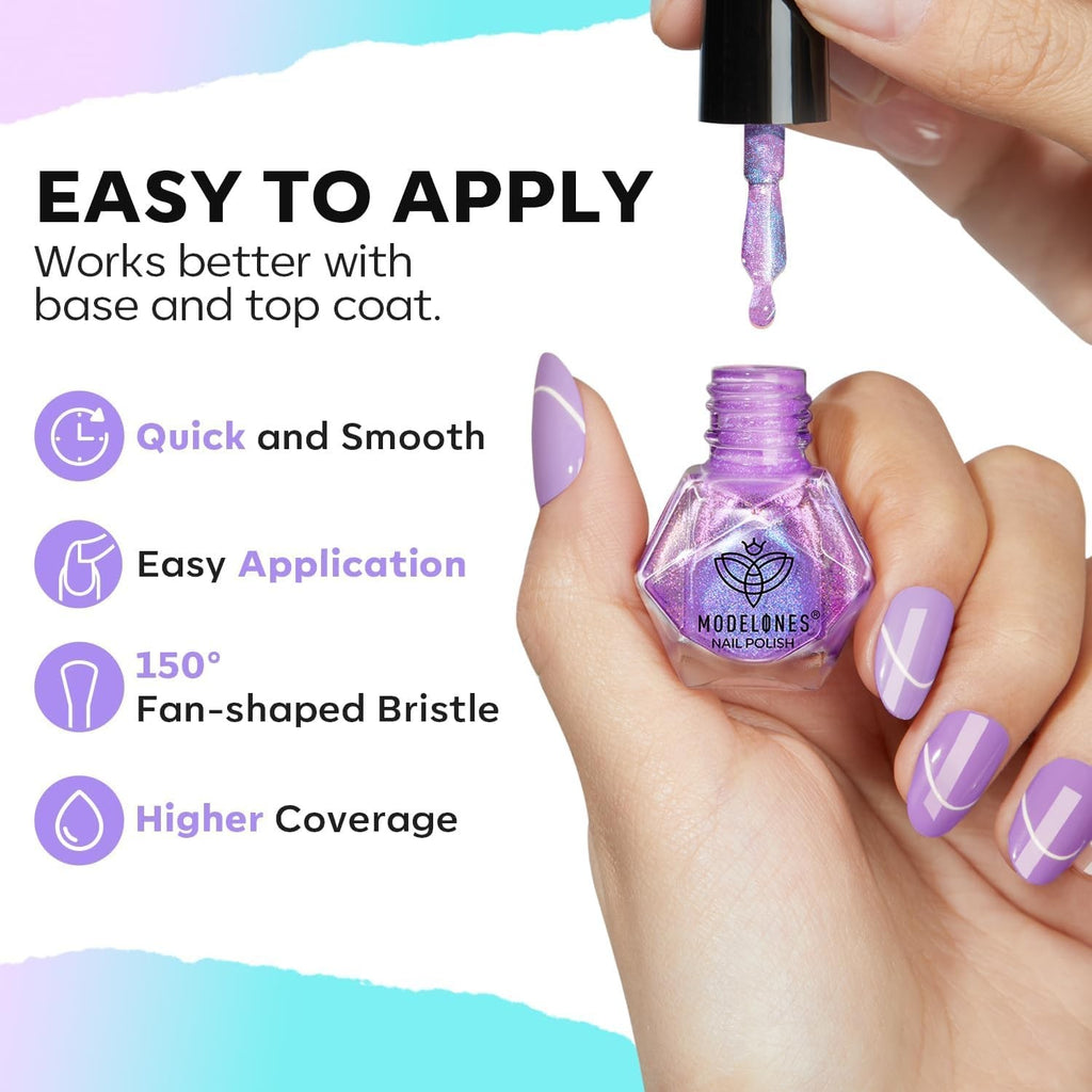 Quick Dry Holographic Nail Polish Set - 6 Vibrant Aurora Colors