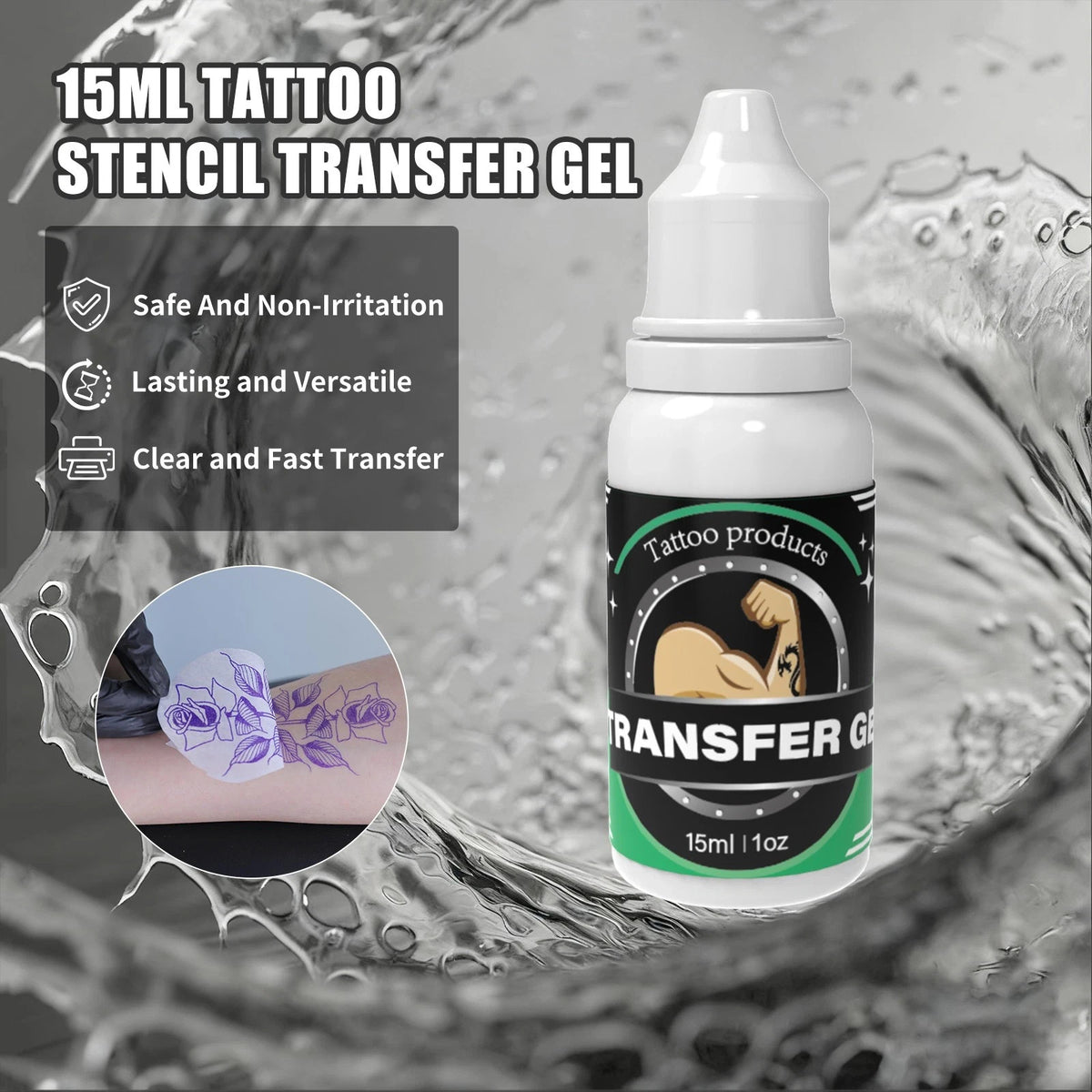 Rotary Tattoo Pen Kit with Power Supply, Cartridges & Practice Skin