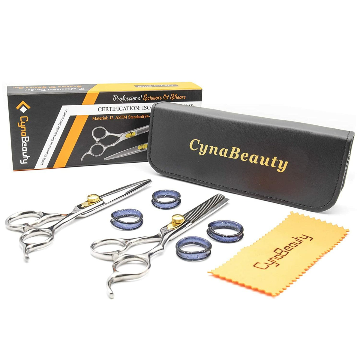 Professional Hair Cutting & Thinning Scissors Set with Leather Case - 6.5 Inch