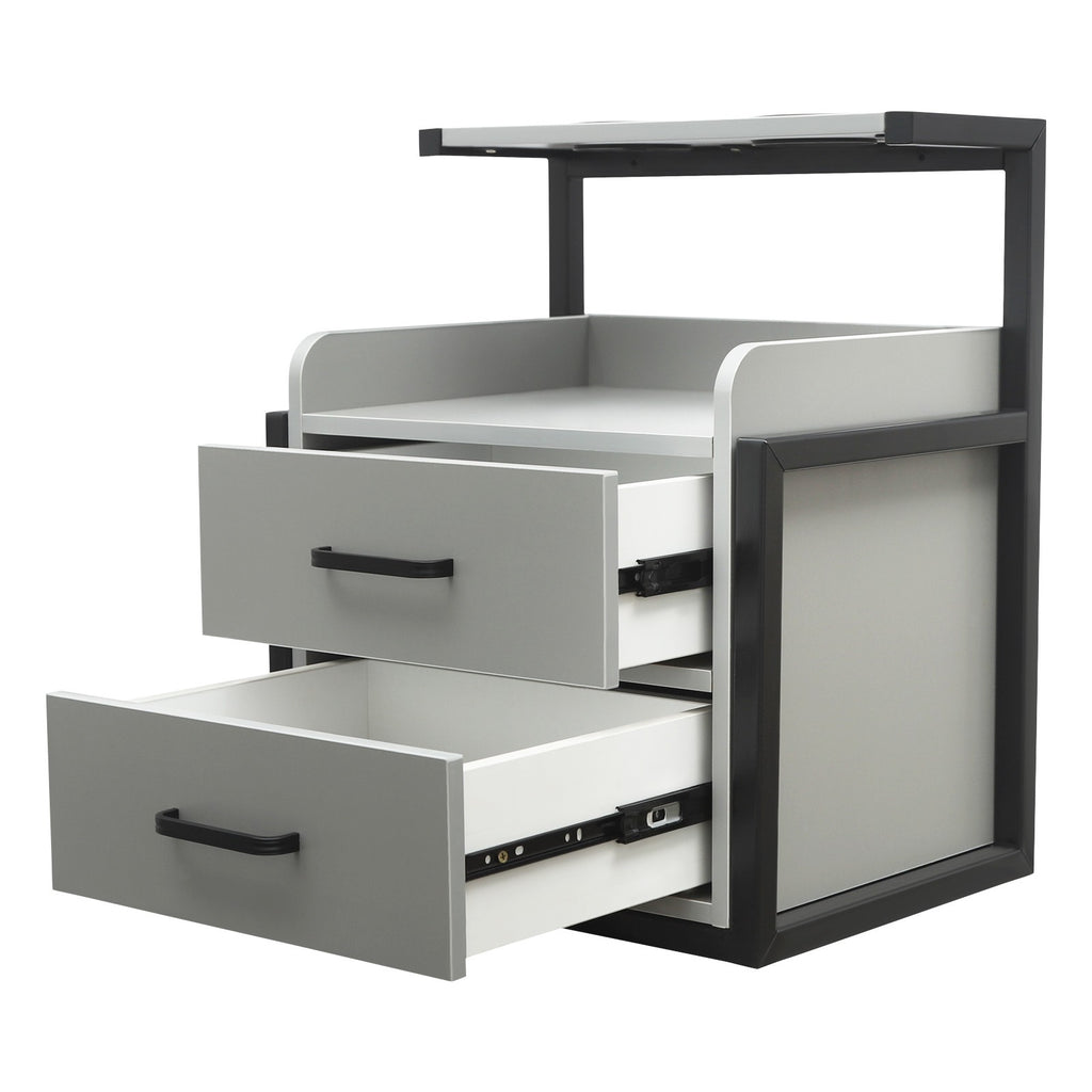 Wall-Mount Salon Station Cabinet with 2 Drawers for Barber & Spa