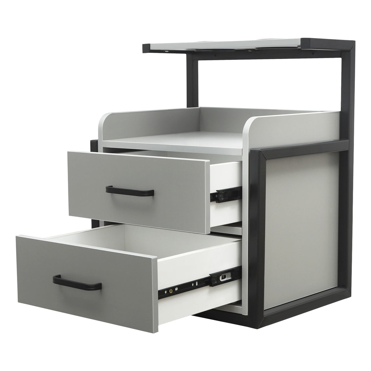 Wall-Mount Salon Station Cabinet with 2 Drawers for Barber & Spa
