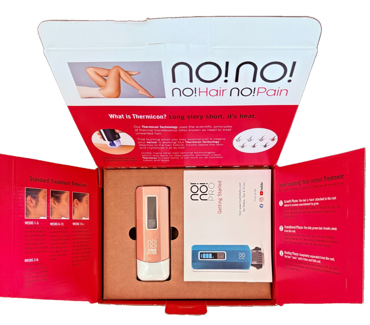 No!No! Pro Deluxe Hair Removal System Rose - Pain-Free IPL Device with 1 Year Warranty