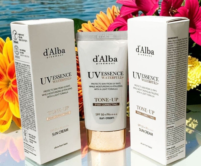 D'ALBA Waterfull UV Essence Sun Cream Pink Correcting SPF 50+ PA++++ - 50ml Duo Set