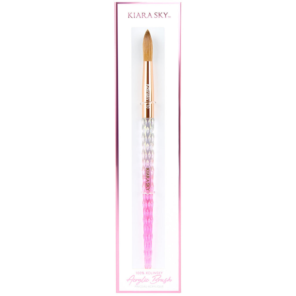 Acrylic Nail Brush #10 with Pink Handle - 100% Kolinsky, Professional Nail Art Tool