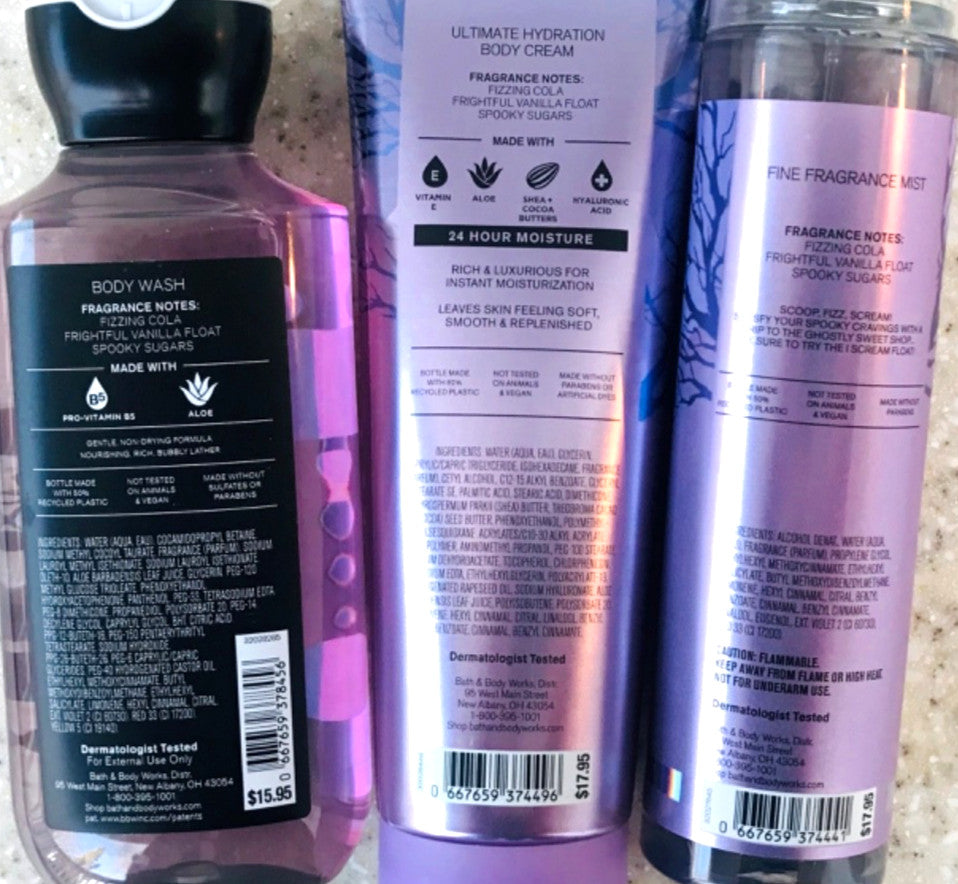 Bath & Body Works I Scream Float Body Wash Body Cream & Fragrance Mist Set