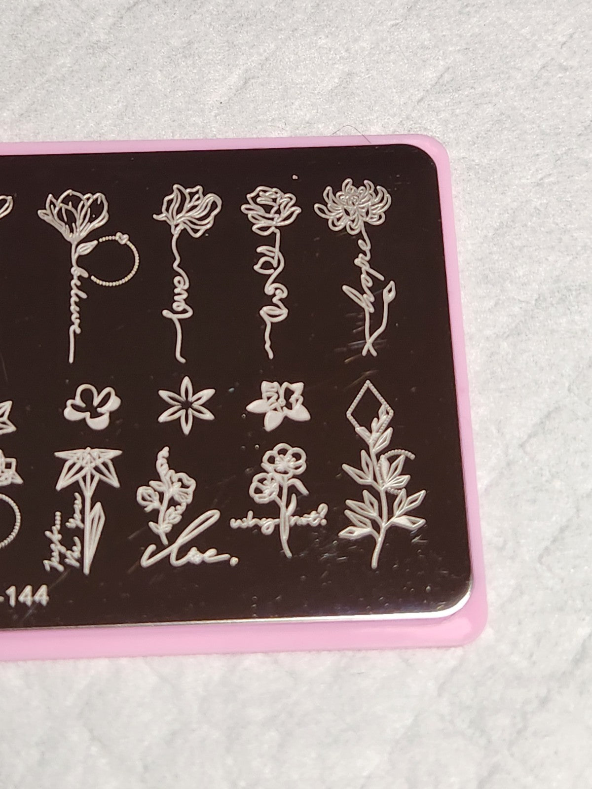 Nail Stamping Plate 144 Floral and Script Design for Nail Art
