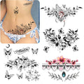 Women Temporary Tattoo Set - 3D Realistic Flower & Butterfly Designs