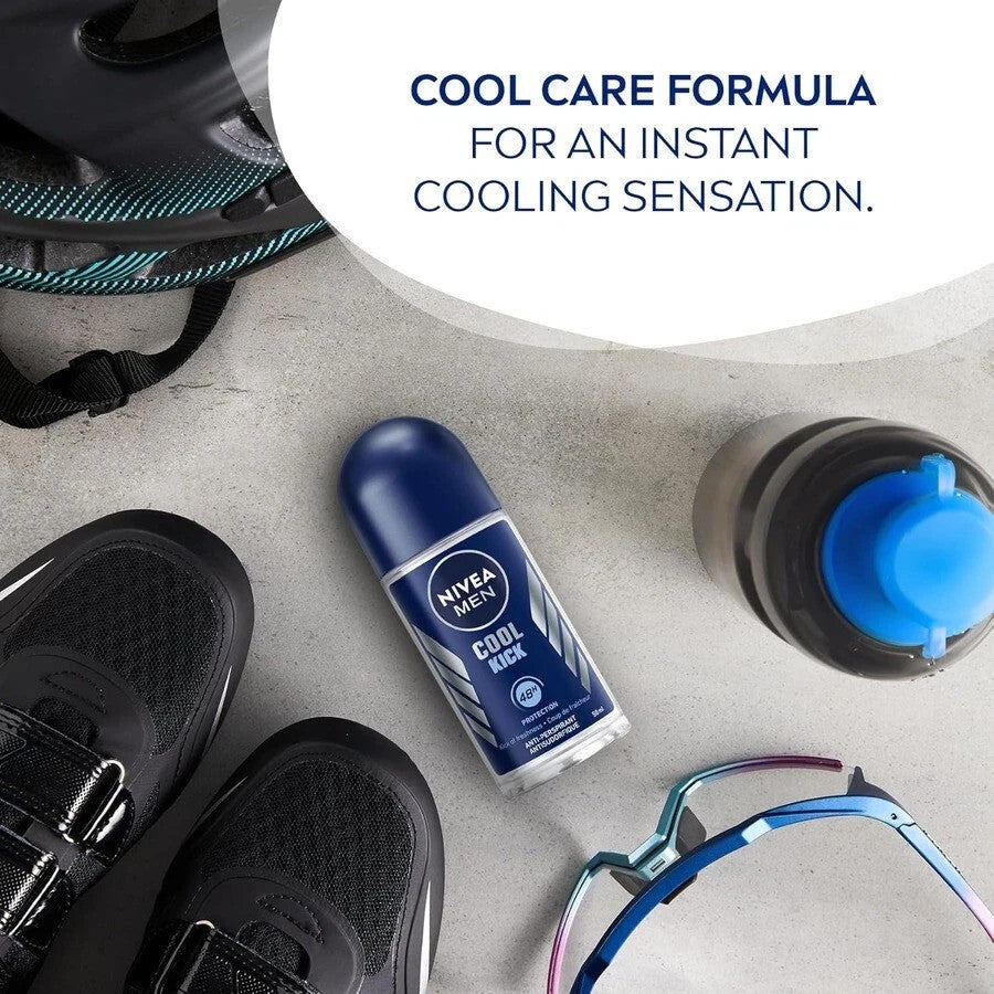 Men's Cool Kick Anti-Perspirant Deodorant Roll-On 50ml 3 Pack - Alcohol-Free, Cooling Scent