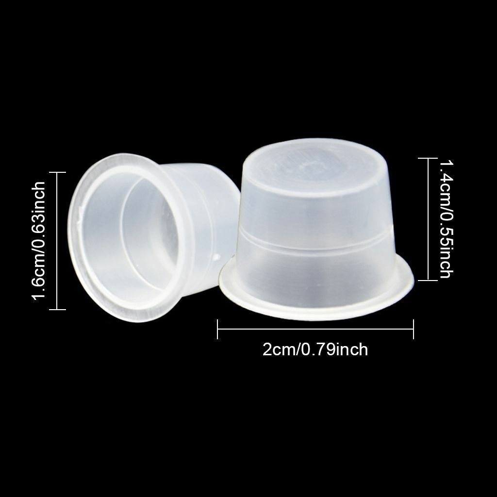 Tattoo Ink Cups 100/200 Pcs Mixed Size Permanent Clear Holder Set