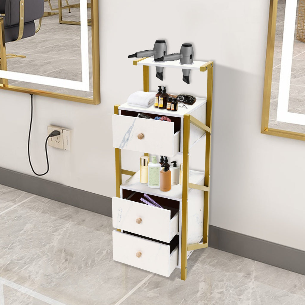 Salon Storage Cabinet with 3 Drawers & Hair Tool Slots - Hairdresser Organizer