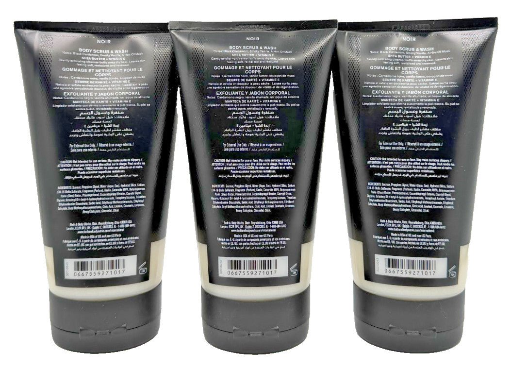 Bath & Body Works Men's Noir 2-in-1 Body Scrub & Wash Set - 3 Tubes, 8 oz Each