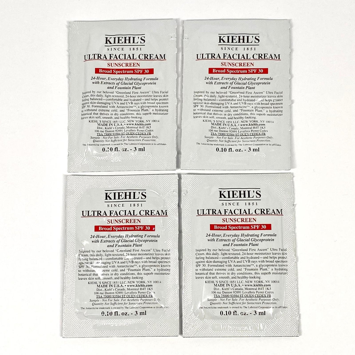 Kiehl's SPF 30 Facial Sunscreen Sample Lot - Travel & Skincare