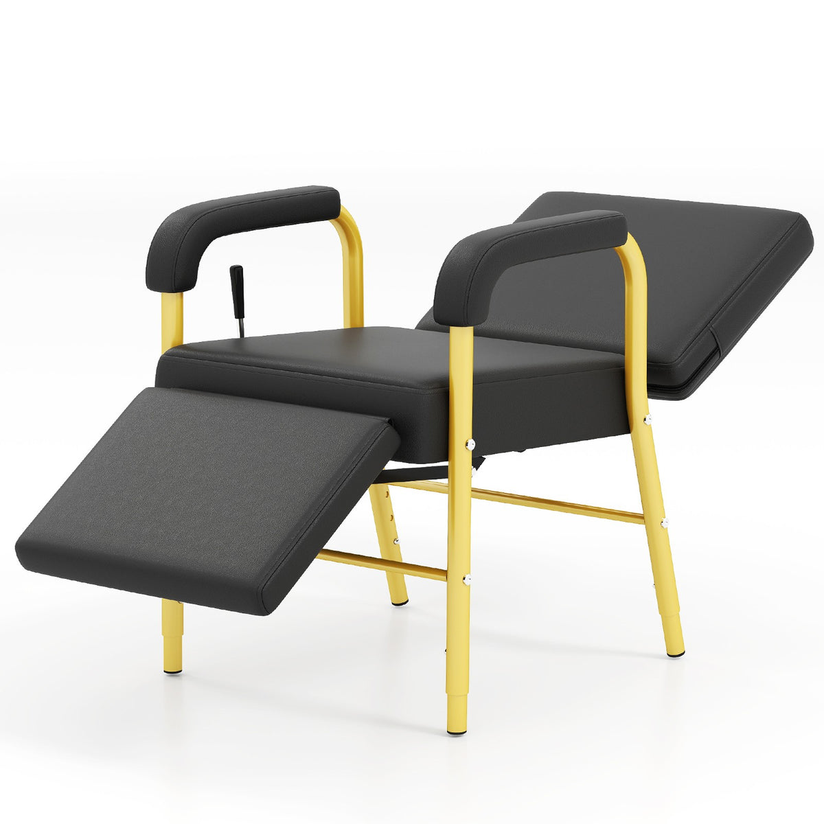 Black and Gold Reclining Barber Shampoo Chair with Support Legs for Salon Spa