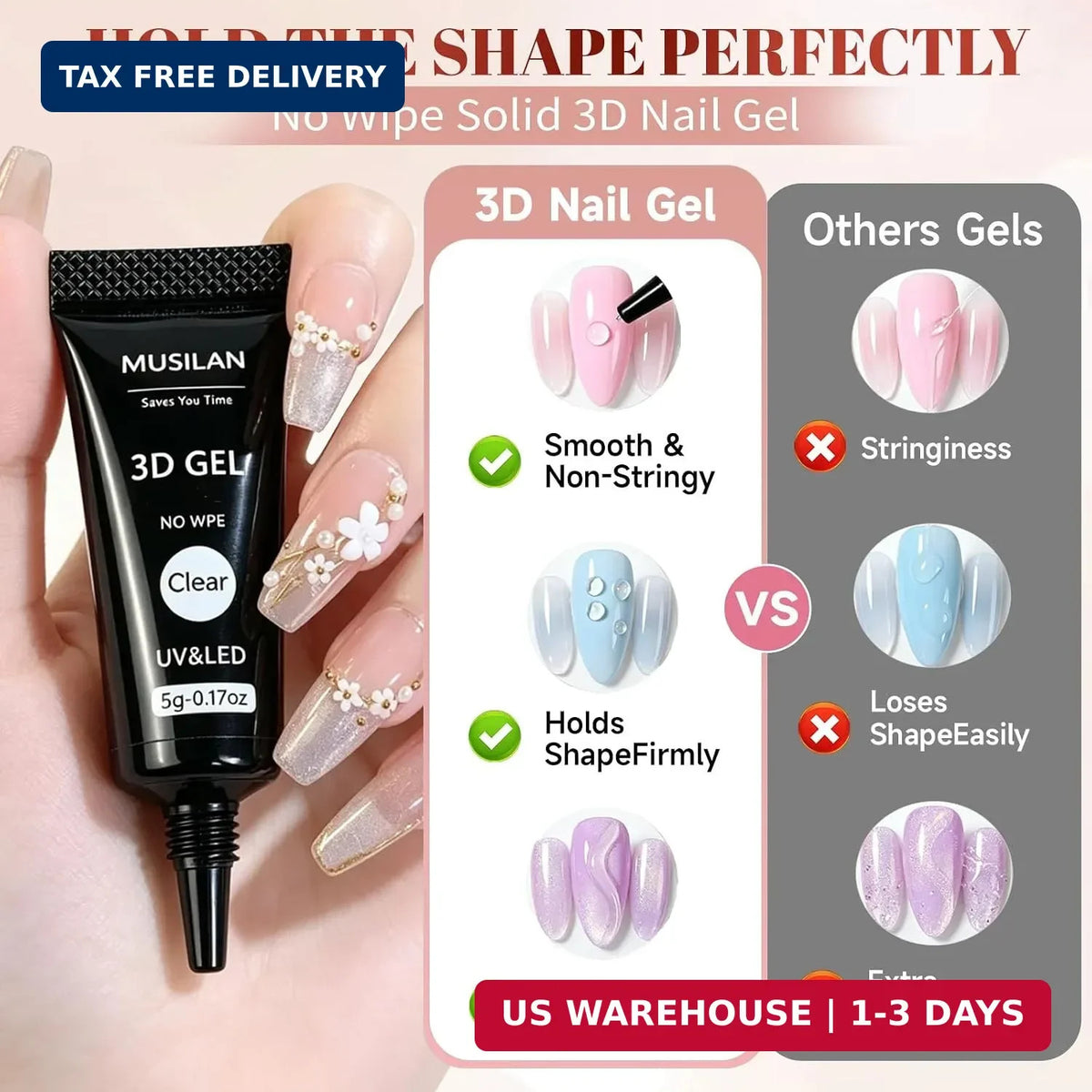 3D Nail Sculpting Gel Set - Clear Builder Art Gel for Nail Art & Crafting